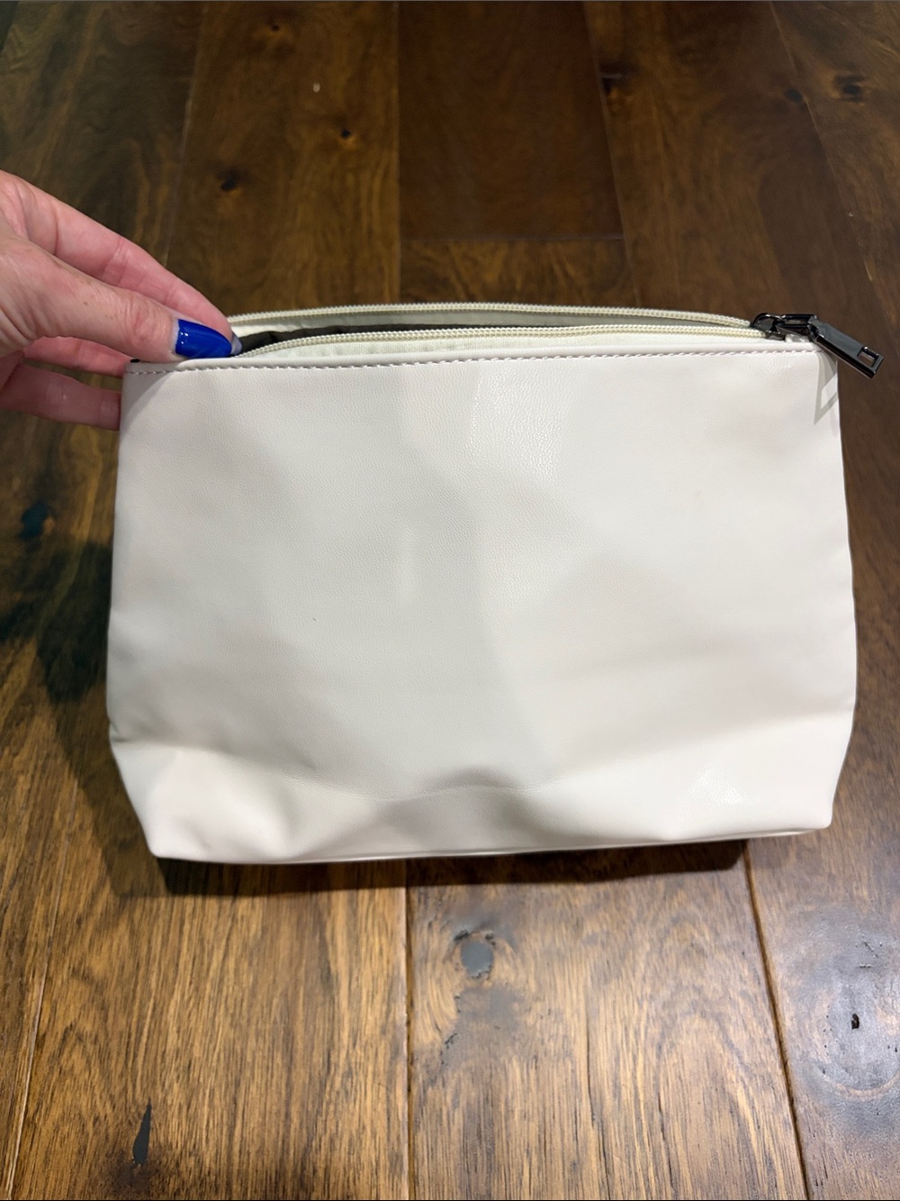 Cream Women's Zip-Top Cosmetic Pouch - Minimalist Travel Case